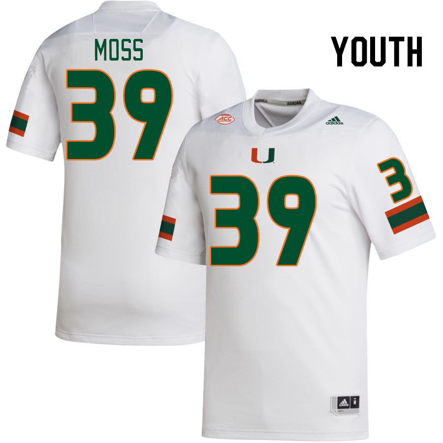 Youth #39 Cyrus Moss Miami Hurricanes College Football Jerseys Stitched-White